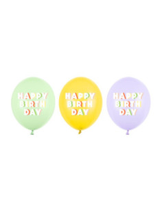 Balony 30 cm, Happy Birthday, mix (1 op. / 50 szt.)