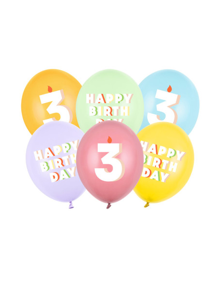 Balony 30 cm, 3, mix (1 op. / 6 szt.)