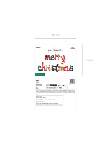 Balon foliowy Merry Christmas, 143 x 25 cm, mix