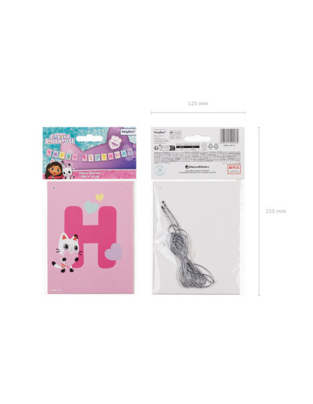 Baner Happy Birthday Koci Domek Gabi, 180 x 15 cm, mix