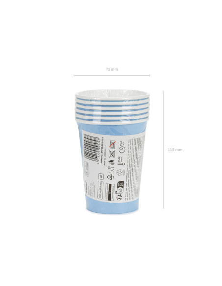 Kubeczki papierowe, jasny niebieski, 250ml (1 op. / 6 szt.)