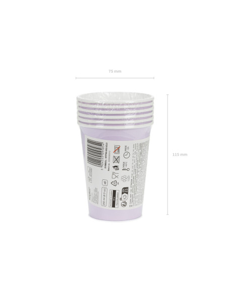 Kubeczki papierowe, lawenda, 250ml (1 op. / 6 szt.)