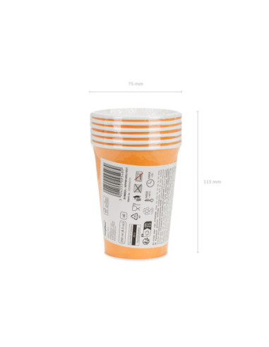 Kubeczki papierowe, jasny pomarańczowy, 250ml (1 op. / 6 szt.)