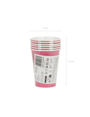 Kubeczki papierowe, ciemny różowy, 250ml (1 op. / 6 szt.)