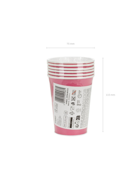 Kubeczki papierowe, ciemny różowy, 250ml (1 op. / 6 szt.)