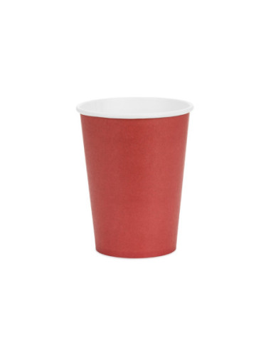 Kubeczki papierowe, ciemny czerwony, 250ml (1 op. / 6 szt.)