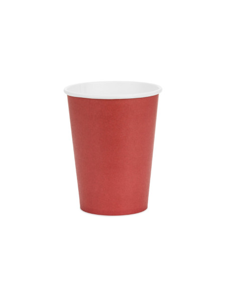 Kubeczki papierowe, ciemny czerwony, 250ml (1 op. / 6 szt.)