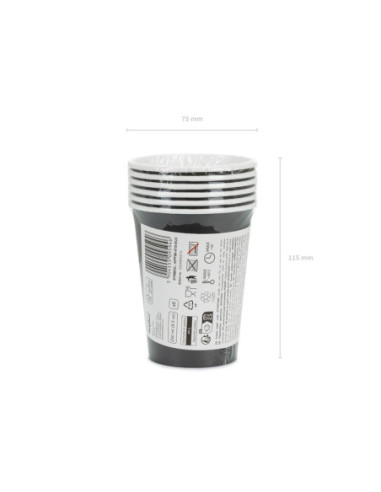 Kubeczki papierowe, czarny, 250ml (1 op. / 6 szt.)