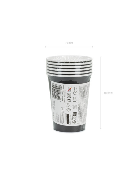 Kubeczki papierowe, czarny, 250ml (1 op. / 6 szt.)