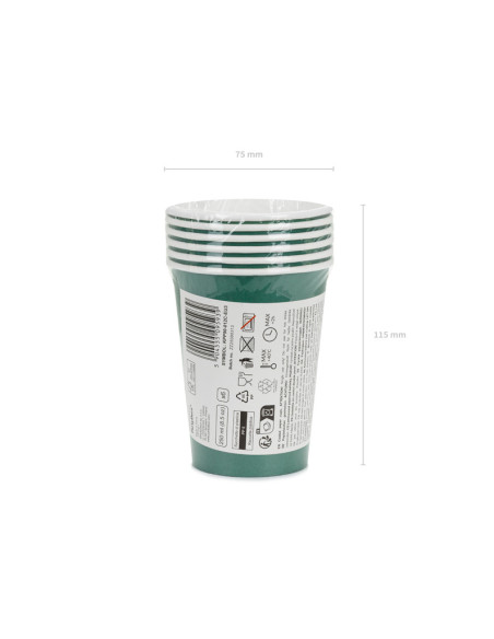 Kubeczki papierowe, ciemny zielony, 250ml (1 op. / 6 szt.)