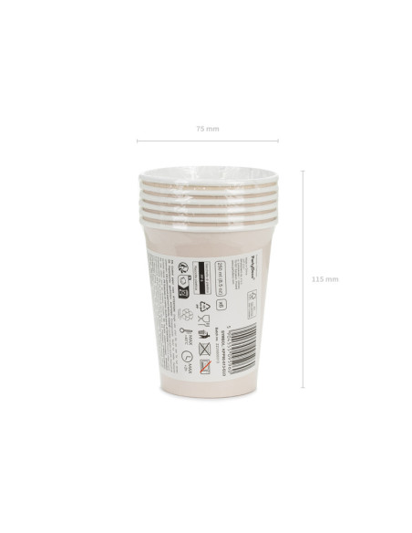 Kubeczki papierowe, beż, 250ml (1 op. / 6 szt.)