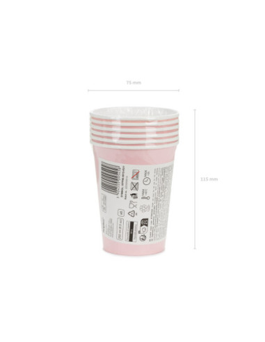 Kubeczki papierowe, jasny różowy, 250ml (1 op. / 6 szt.)