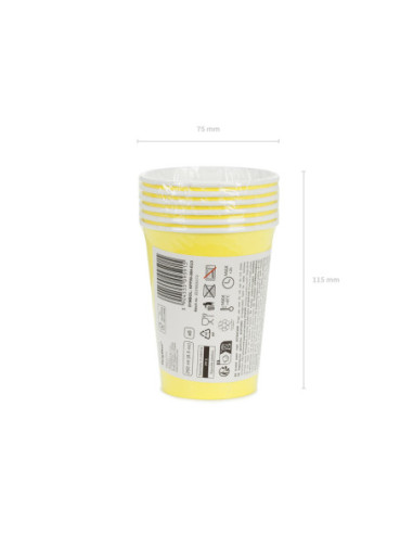 Kubeczki papierowe, żółty, 250ml (1 op. / 6 szt.)