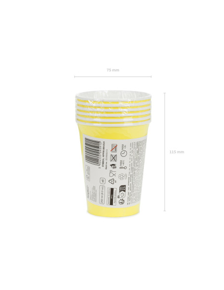 Kubeczki papierowe, żółty, 250ml (1 op. / 6 szt.)