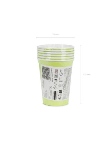 Kubeczki papierowe, jasny zielony, 250ml (1 op. / 6 szt.)