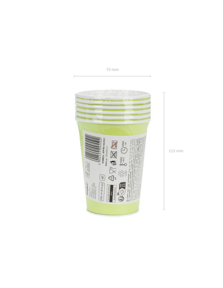 Kubeczki papierowe, jasny zielony, 250ml (1 op. / 6 szt.)