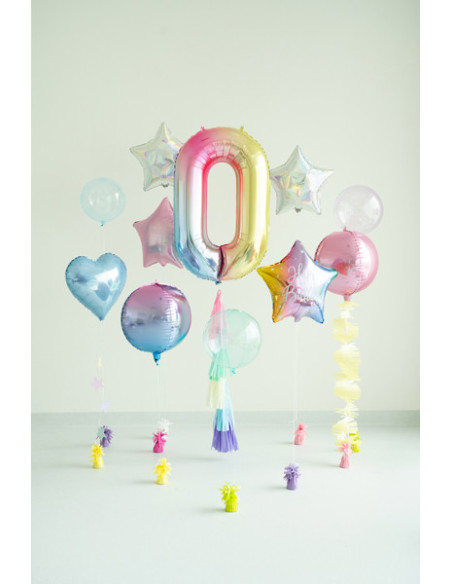 Balon foliowy Cyfra ''0'', 86cm, pastelowy tęczowy