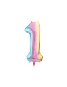 Balon foliowy Cyfra ''1'', 86cm, pastelowy tęczowy