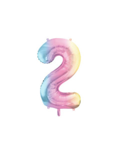 Balon foliowy Cyfra ''2'', 86cm, pastelowy tęczowy