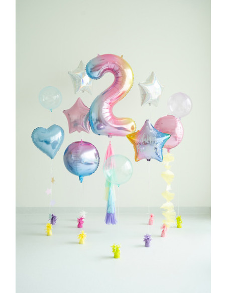 Balon foliowy Cyfra ''2'', 86cm, pastelowy tęczowy