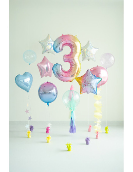 Balon foliowy Cyfra ''3'', 86cm, pastelowy tęczowy
