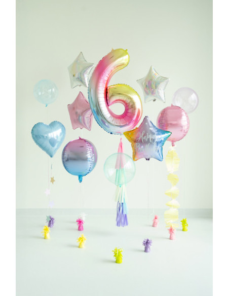 Balon foliowy Cyfra ''6'', 86cm, pastelowy tęczowy