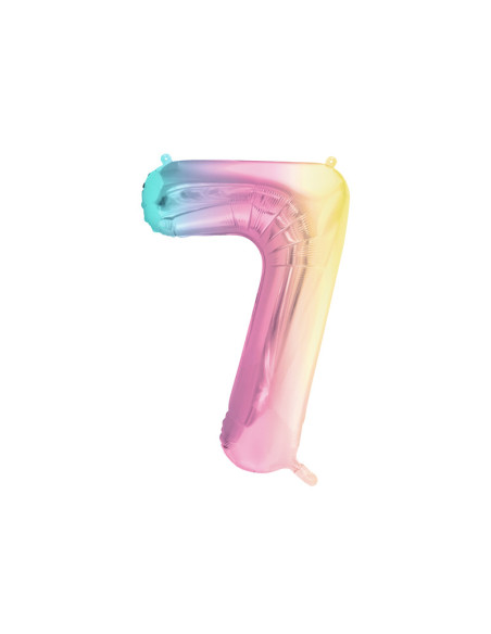 Balon foliowy Cyfra ''7'', 86cm, pastelowy tęczowy
