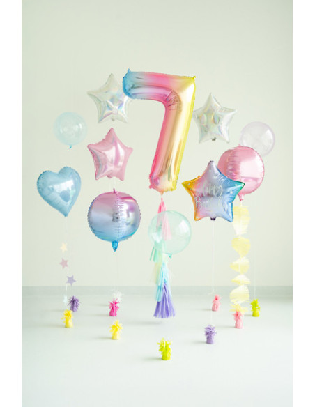Balon foliowy Cyfra ''7'', 86cm, pastelowy tęczowy