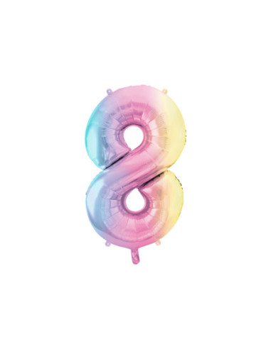 Balon foliowy Cyfra ''8'', 86cm, pastelowy tęczowy