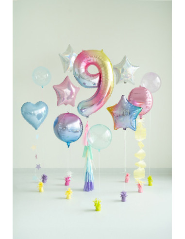 Balon foliowy Cyfra ''9'', 86cm, pastelowy tęczowy