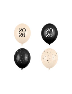 Balony 30 cm, Happy New Year 2026, Pastel Mix (1 op. / 50 szt.)