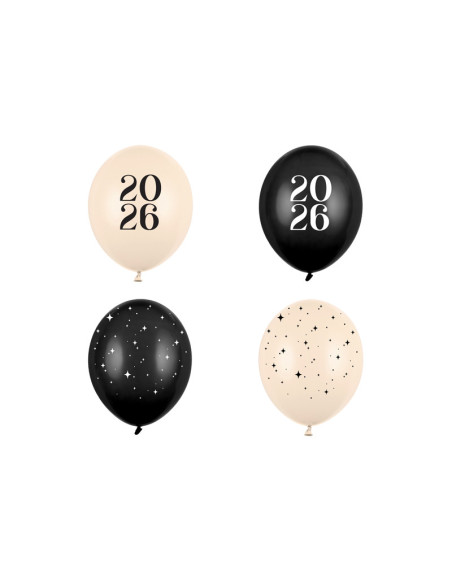 Balony 30 cm, Happy New Year 2026, Pastel Mix (1 op. / 50 szt.)