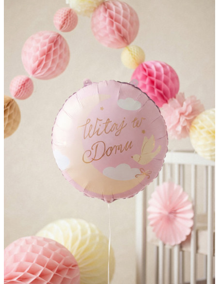 Balon foliowy pastylka ''Witaj w Domu'', 35x35 cm, jasnoróżowy
