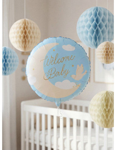 Balon foliowy pastylka ''Welcome Baby'', 35x35 cm, jasnoniebieski