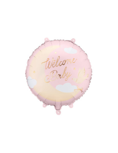 Balon foliowy pastylka ''Welcome Baby'', 35x35 cm, jasnoróżowy