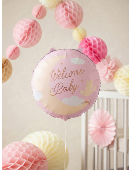 Balon foliowy pastylka ''Welcome Baby'', 35x35 cm, jasnoróżowy
