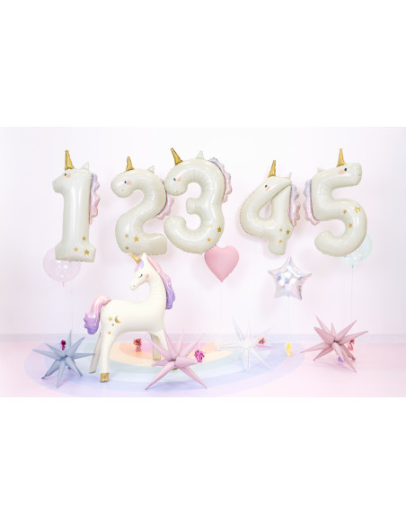 Balon foliowy Cyfra ''5'' Jednorożec, 93cm, mix