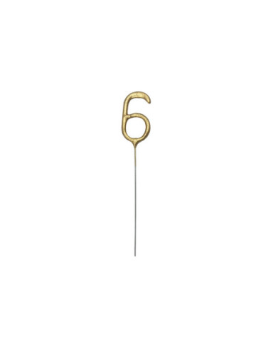 Zimne ognie Cyfra 6, złoty, 15cm