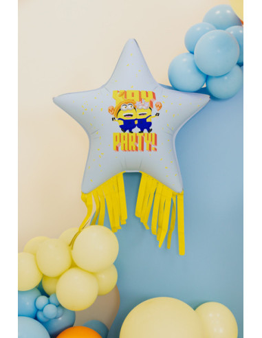 Balon foliowy Gwiazda z frędzlami Minionki, 72x72 cm, mix