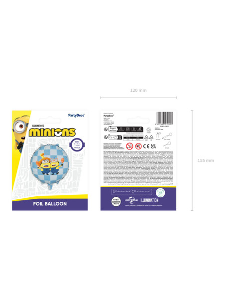 Balon foliowy pastylka Minionki, 35x35 cm, mix