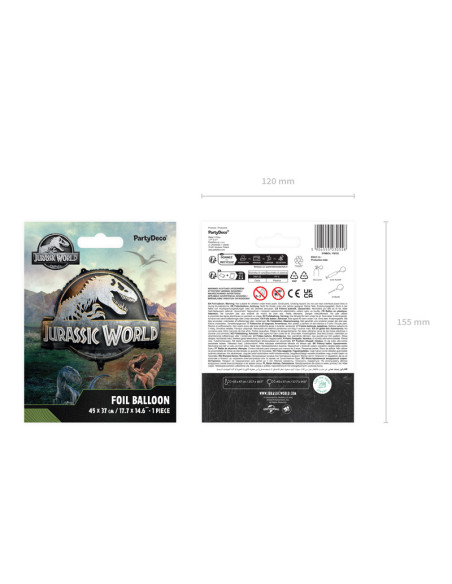Balon foliowy Logo Jurassic World, 45x37 cm, mix