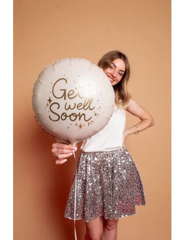 Balon foliowy pastylka ''Get Well Soon'', 35x35 cm, mix