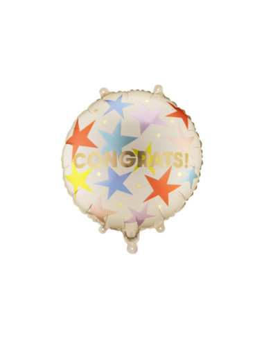 Balon foliowy pastylka Congrats, 35x35 cm, mix