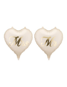 Balony foliowe serca MR i MRS, 45 cm, mix (1 op. / 2 szt.)