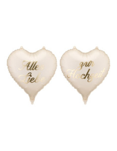 Balony foliowe serca ''Alles Liebe zur Hochzeit'', 45 cm, mix (1 op. / 2 szt.)
