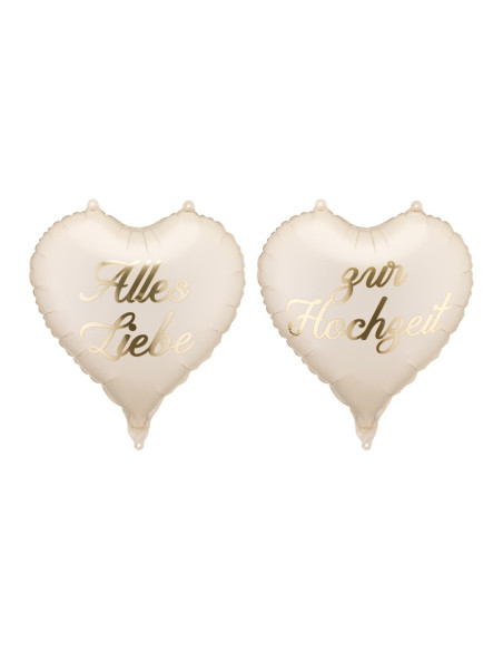 Balony foliowe serca ''Alles Liebe zur Hochzeit'', 45 cm, mix (1 op. / 2 szt.)