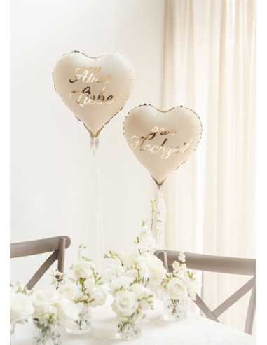 Balony foliowe serca ''Alles Liebe zur Hochzeit'', 45 cm, mix (1 op. / 2 szt.)
