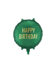 Balon foliowy pastylka Happy Birthday, 35x35 cm, ciemnozielony