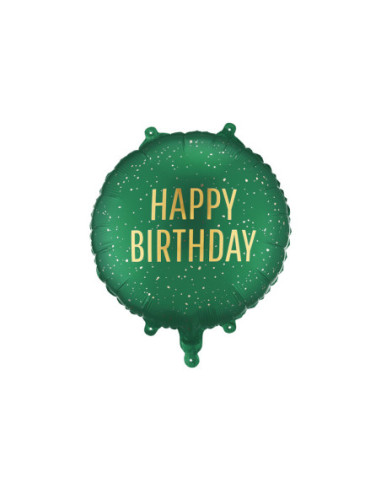 Balon foliowy pastylka Happy Birthday, 35x35 cm, ciemnozielony