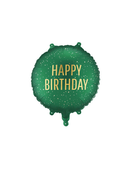 Balon foliowy pastylka Happy Birthday, 35x35 cm, ciemnozielony